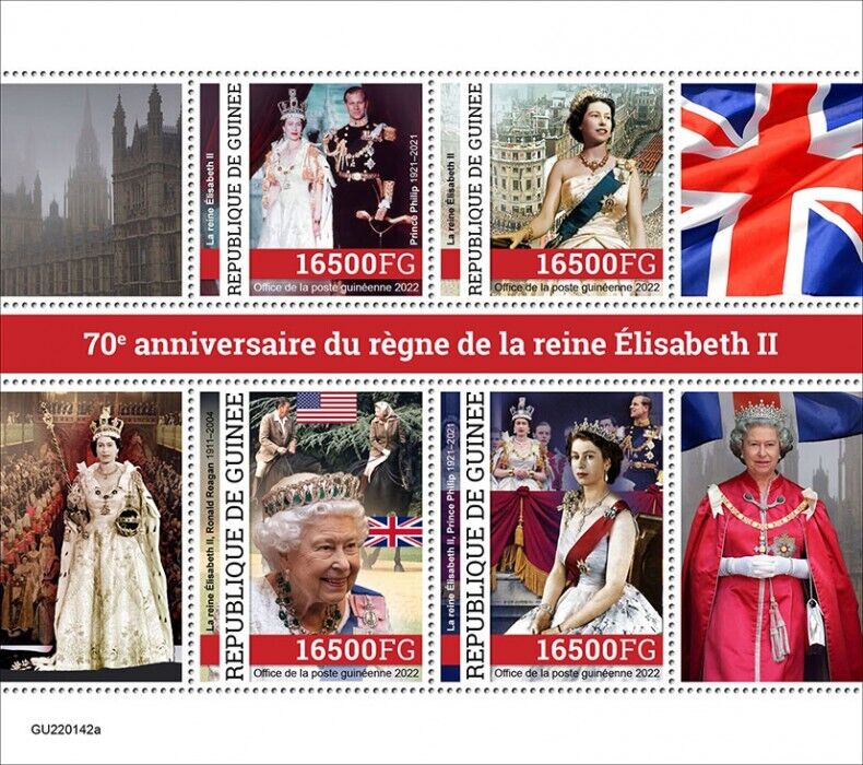 Guinea 2022 MNH Royalty Stamps Queen Elizabeth II Platinum Jubilee 4v M/S