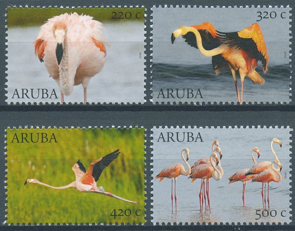 Aruba 2022 MNH Birds on Stamps Flamingos Flamingoes Flamingo 4v Set