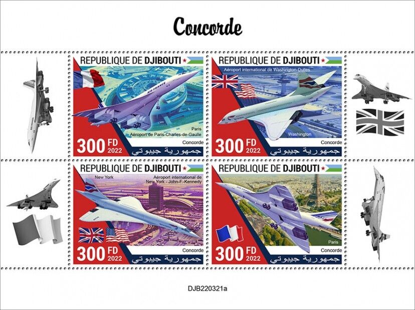 Djibouti 2022 MNH Aviation Stamps Concorde Aircraft JFK Airport 4v M/S