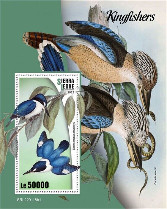 Sierra Leone 2022 MNH Birds on Stamps Kingfishers Forest Kingfisher 1v S/S I