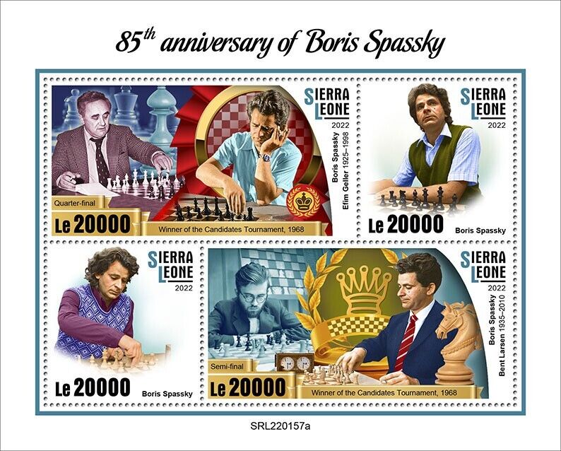 Sierra Leone 2022 MNH Chess Stamps Boris Spassky Grandmaster Sports 4v M/S