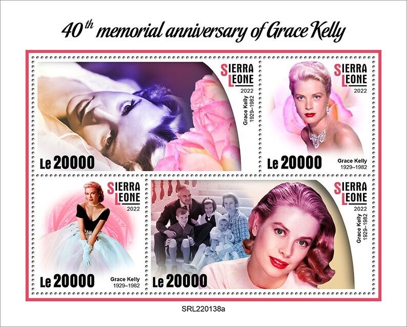 Sierra Leone 2022 MNH Famous People Stamps Grace Kelly Celebrities Film 4v M/S