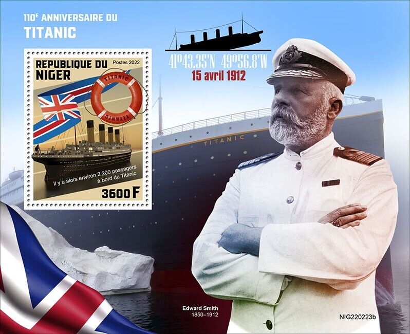 Niger 2022 MNH Ships Stamps Titanic Nautical Edward Smith 1v S/S