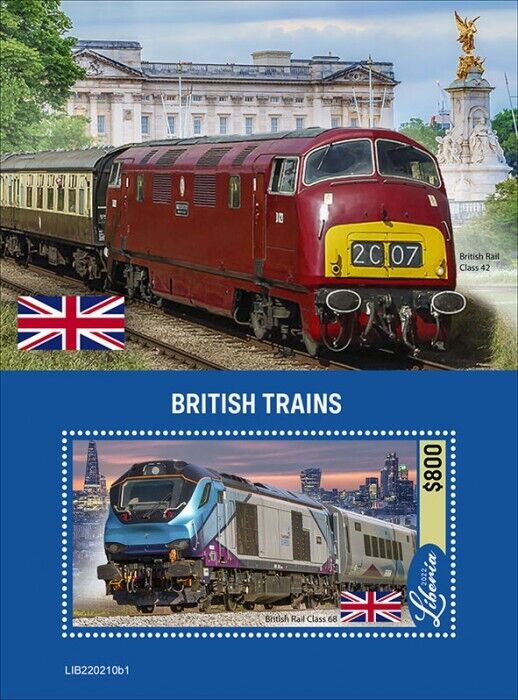 Liberia 2022 MNH British Trains Stamps Rail Class 68 Railways Rail 1v S/S I