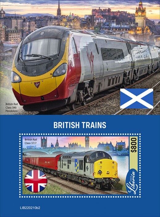 Liberia 2022 MNH British Trains Stamps Rail Class 37/7 Railways Rail 1v S/S II