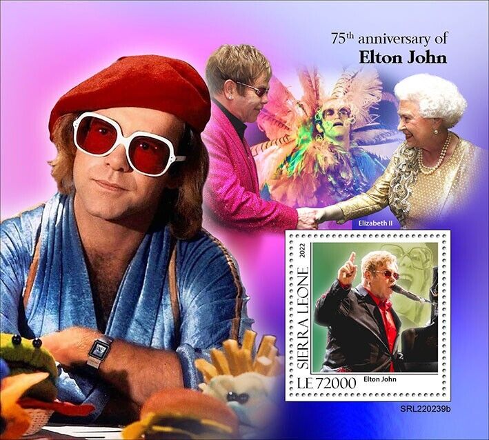Sierra Leone 2022 MNH Music Stamps Elton John Singers Celebrities People 1v S/S