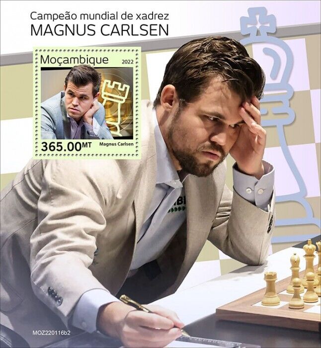 Mozambique 2022 MNH Chess Stamps Magnus Carlsen World Champion Sports 1v S/S II