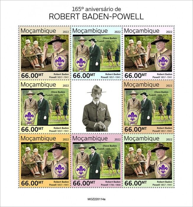 Mozambique 2022 MNH Scouting Stamps Robert Baden-Powell Boy Scouts 8v M/S