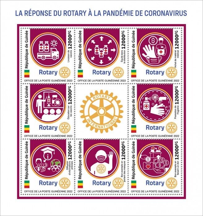 Guinea 2022 MNH Medical Stamps Rotary International Corona Response 8v M/S