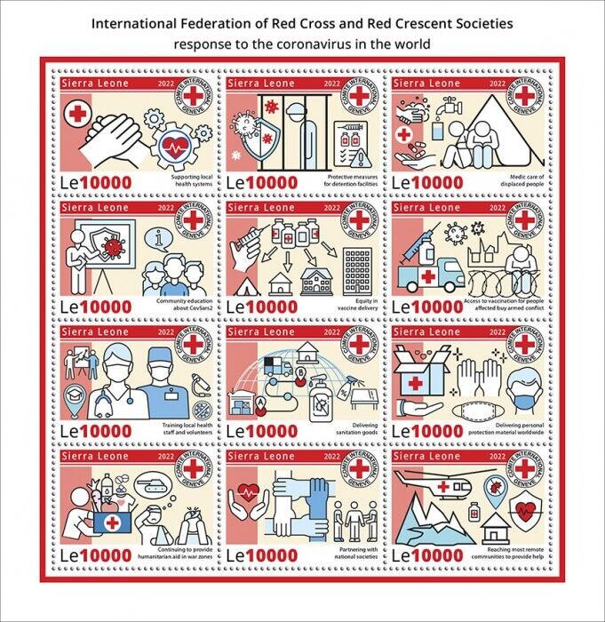 Sierra Leone 2022 MNH Red Cross Stamps Corona Response Medical 12v M/S