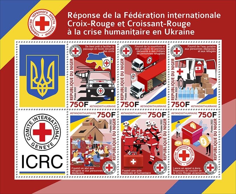 Niger 2022 MNH Red Cross Stamps Medical Humanitarian Crisis in Ukraine 6v M/S