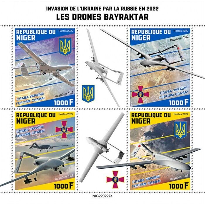 Niger 2022 MNH Military Stamps Bayraktar Drones Invasion of Ukraine 4v M/S
