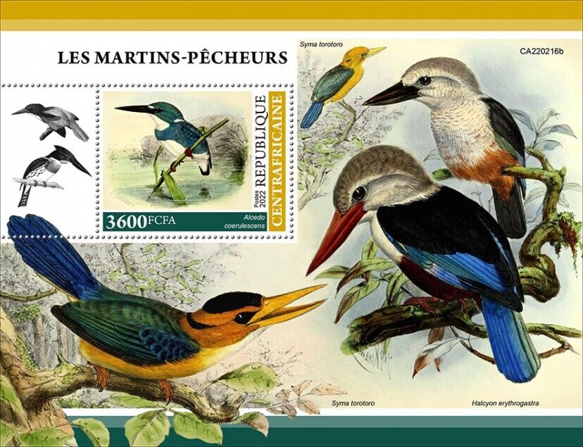 Central African Rep 2022 MNH Birds on Stamps Kingfishers Kingfisher 1v S/S