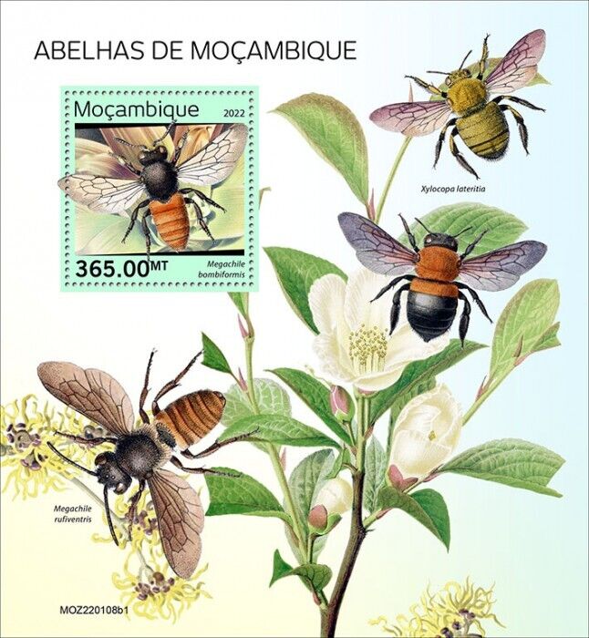 Mozambique 2022 MNH Bees Stamps Bee Insects 1v S/S I