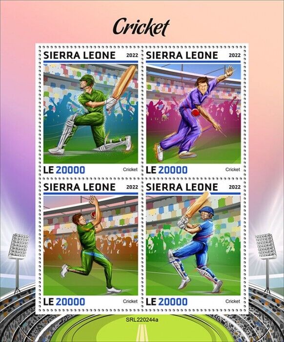 Sierra Leone 2022 MNH Sports Stamps Cricket 4v M/S