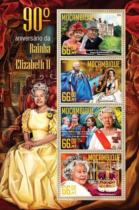 Mozambique 2016 MNH Royalty Stamps Queen Elizabeth II 90th Birthday 4v M/S