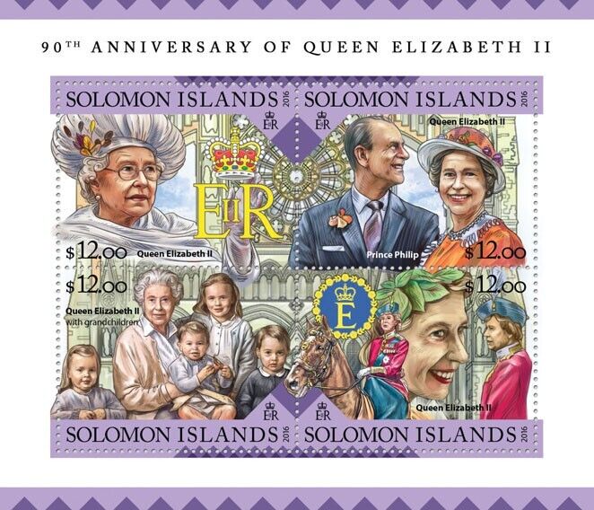 Solomon Islands 2016 MNH Royalty Stamps Queen Elizabeth II 90th Birthday 4v M/S