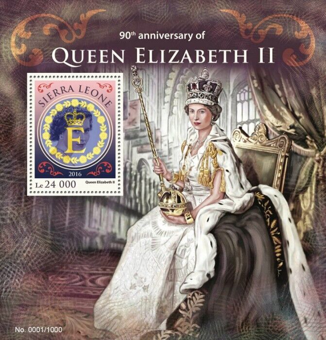 Sierra Leone 2016 MNH Royalty Stamps Queen Elizabeth II 90th Birthday 1v S/S