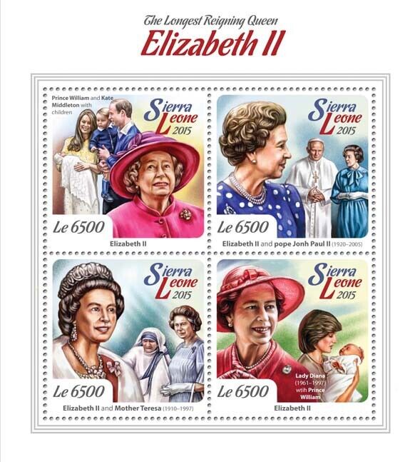 Sierra Leone 2016 MNH Royalty Stamps Queen Elizabeth II Longest Reigning 4v M/S