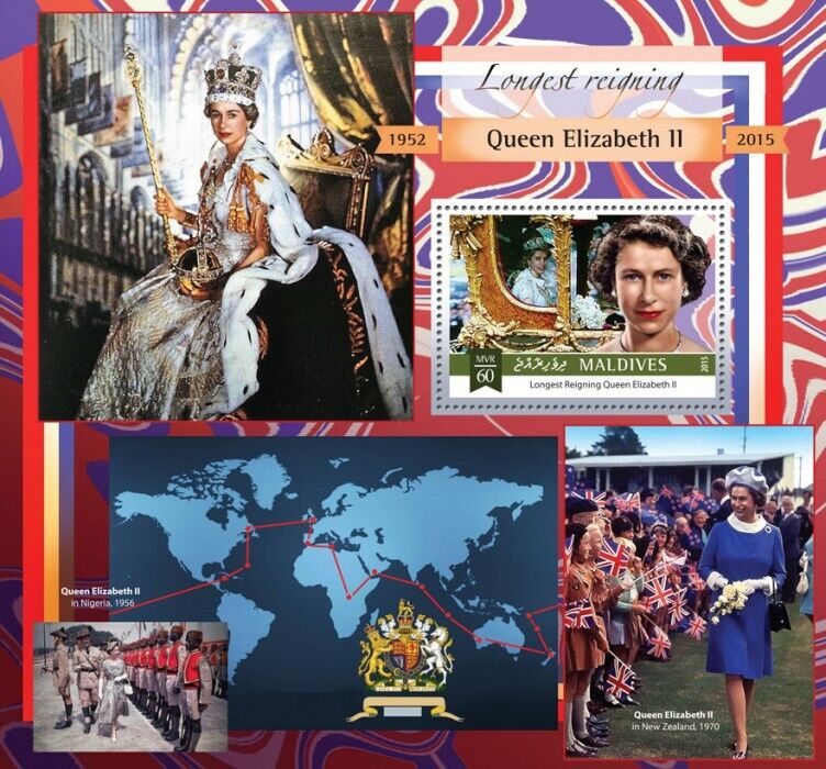Maldives 2015 MNH Royalty Stamps Queen Elizabeth II Longest Reign 1v S/S