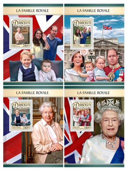Djibouti 2016 MNH Royalty Stamps Royal Family Queen Elizabeth II 4x 1v S/S