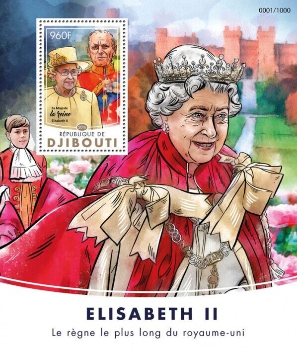 Djibouti 2016 MNH Royalty Stamps Queen Elizabeth II Longest Reign 1v S/S