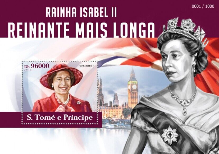 Sao Tome & Principe 2015 MNH Royalty Stamps Queen Elizabeth II Long Reign 1v S/S