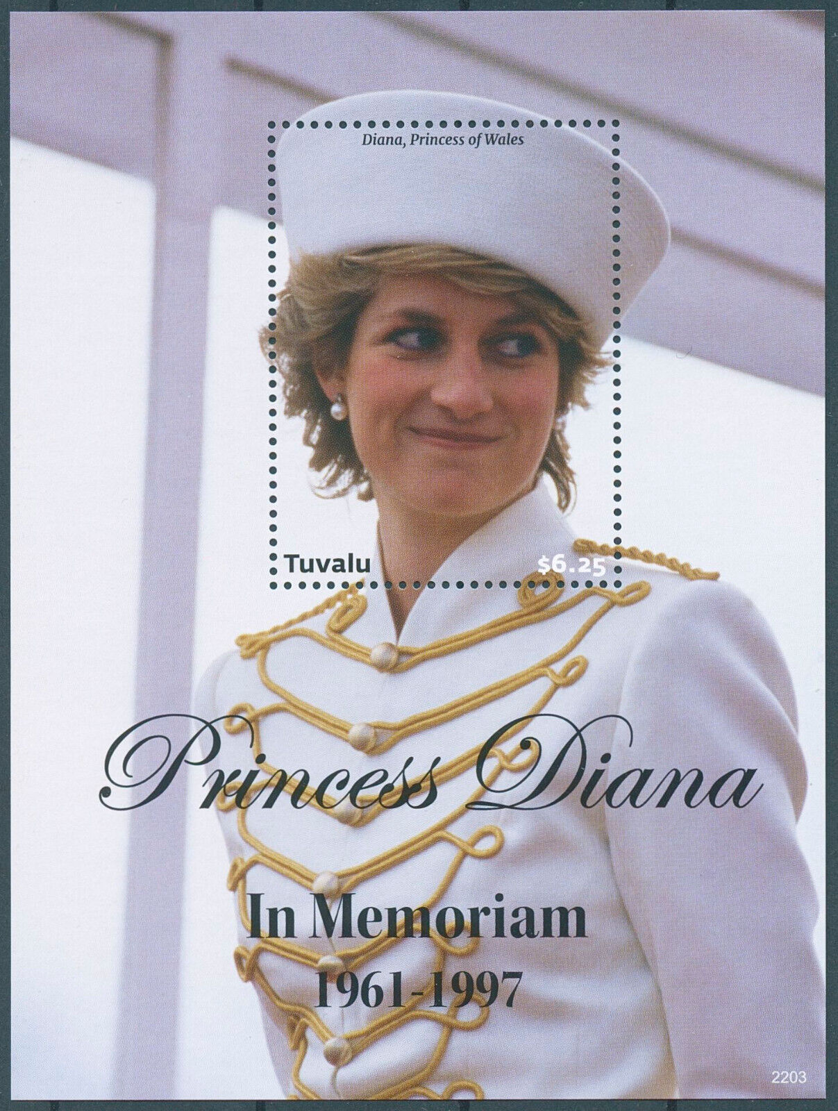 Tuvalu 2022 MNH Royalty Stamps Princess Diana of Wales in Memoriam 1v S/S