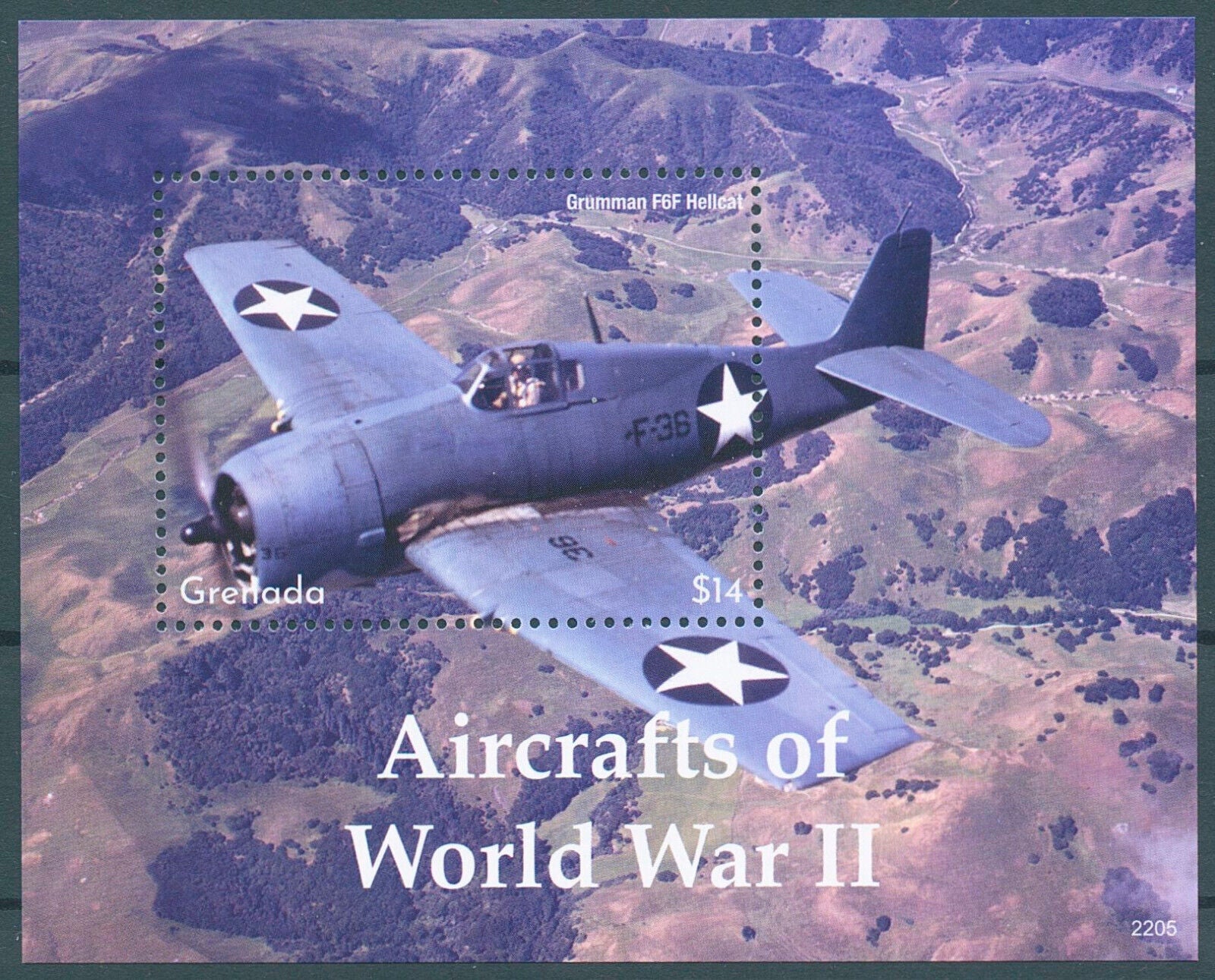 Grenada 2022 MNH Military Stamps WWII WW2 Aircraft World War II Aviation 1v S/S