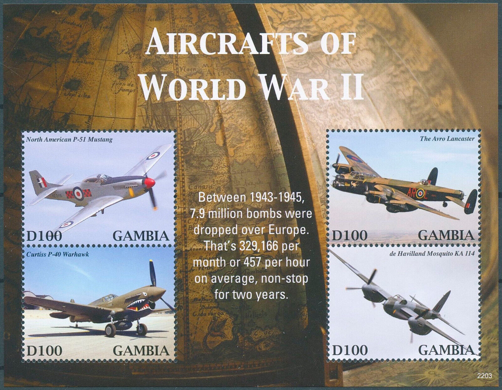 Gambia 2022 MNH Military Stamps WWII WW2 Aircraft of World War II Aviation 4v MS