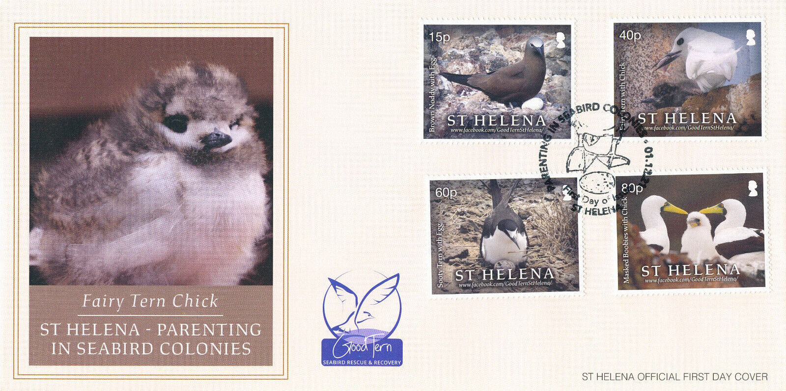 St Helena 2021 FDC Birds on Stamps Parenting in Seabird Colonies Terns 4v Set