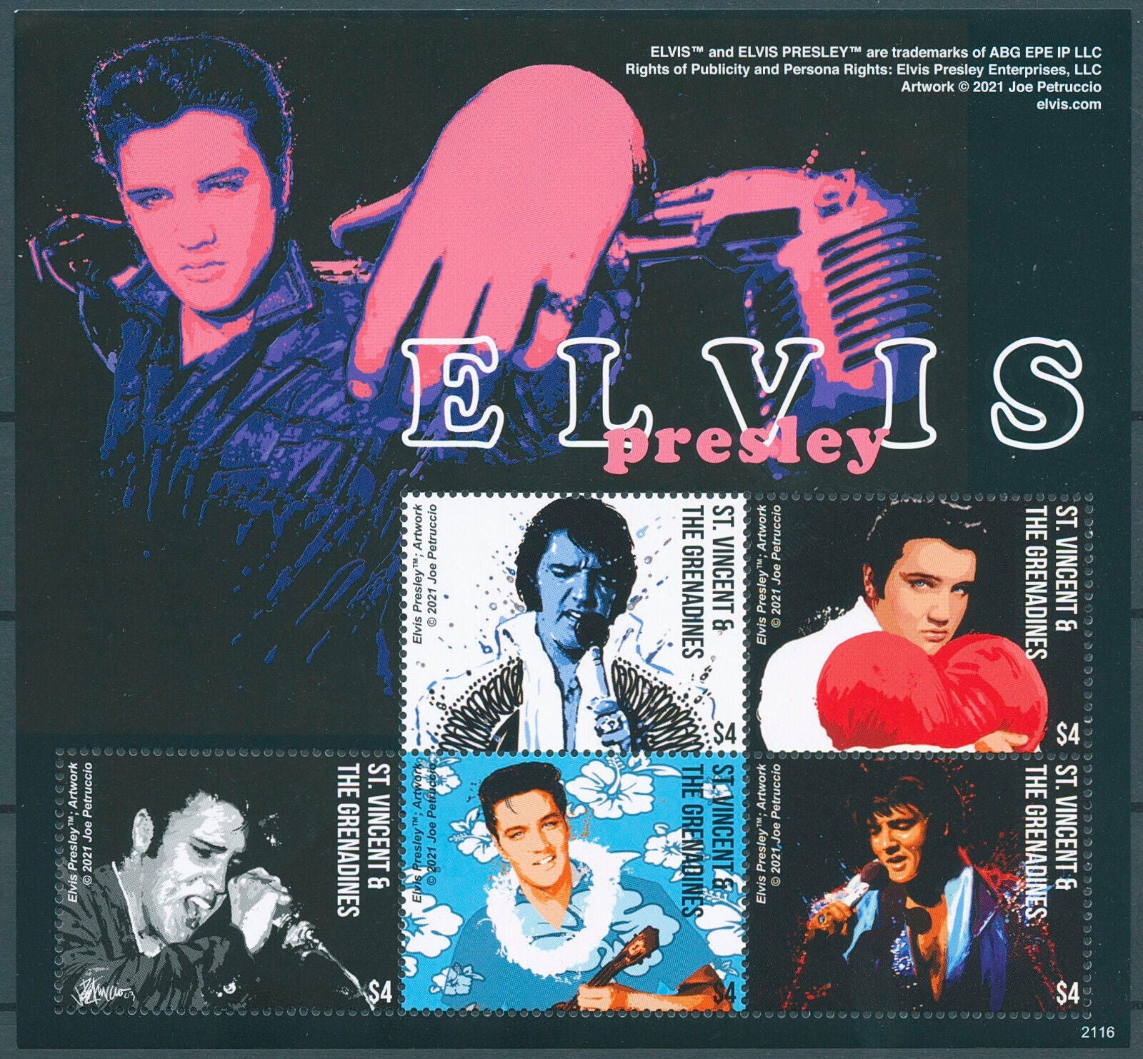 St Vincent & Grenadines 2021 MNH Music Stamps Elvis Presley Celebrities 5v M/S