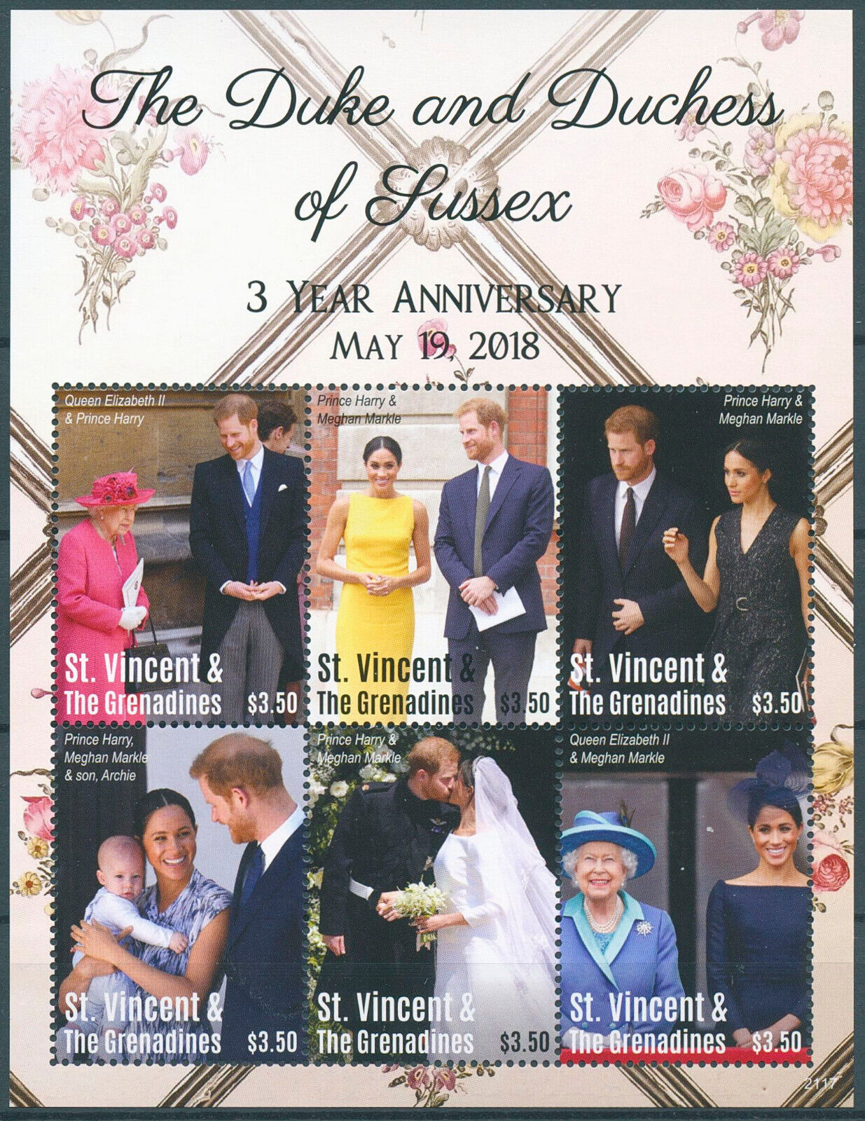 St Vincent & Grenadines 2021 MNH Royalty Stamps Prince Harry & Meghan 6v M/S