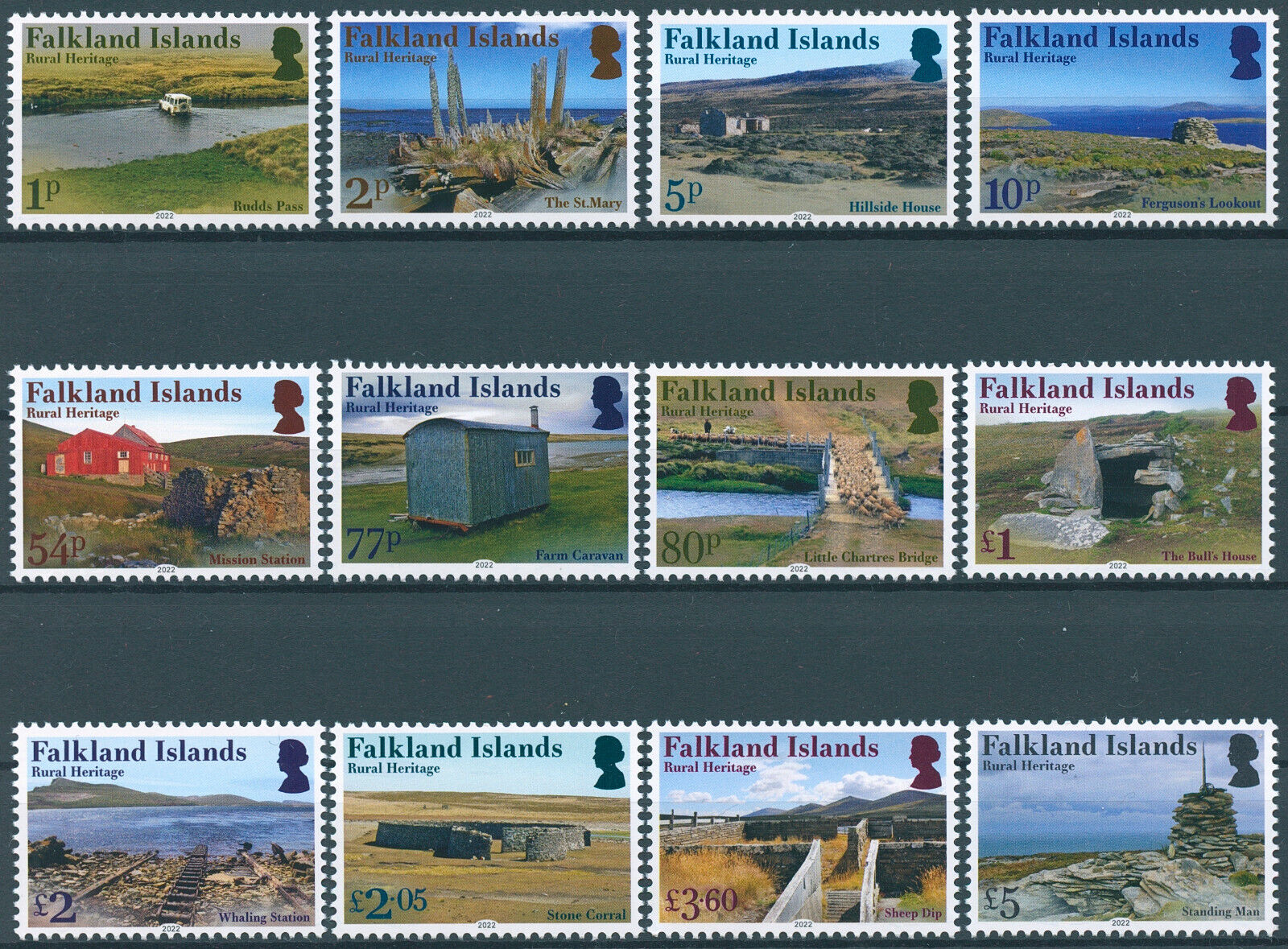 Falkland Islands 2022 MNH Tourism Stamps Rural Heritage Definitives 12v Set