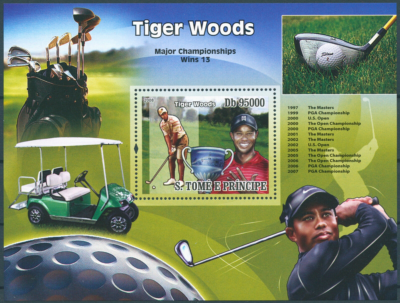 Sao Tome & Principe 2008 MNH Golf Stamps Tiger Woods Sports 1v S/S