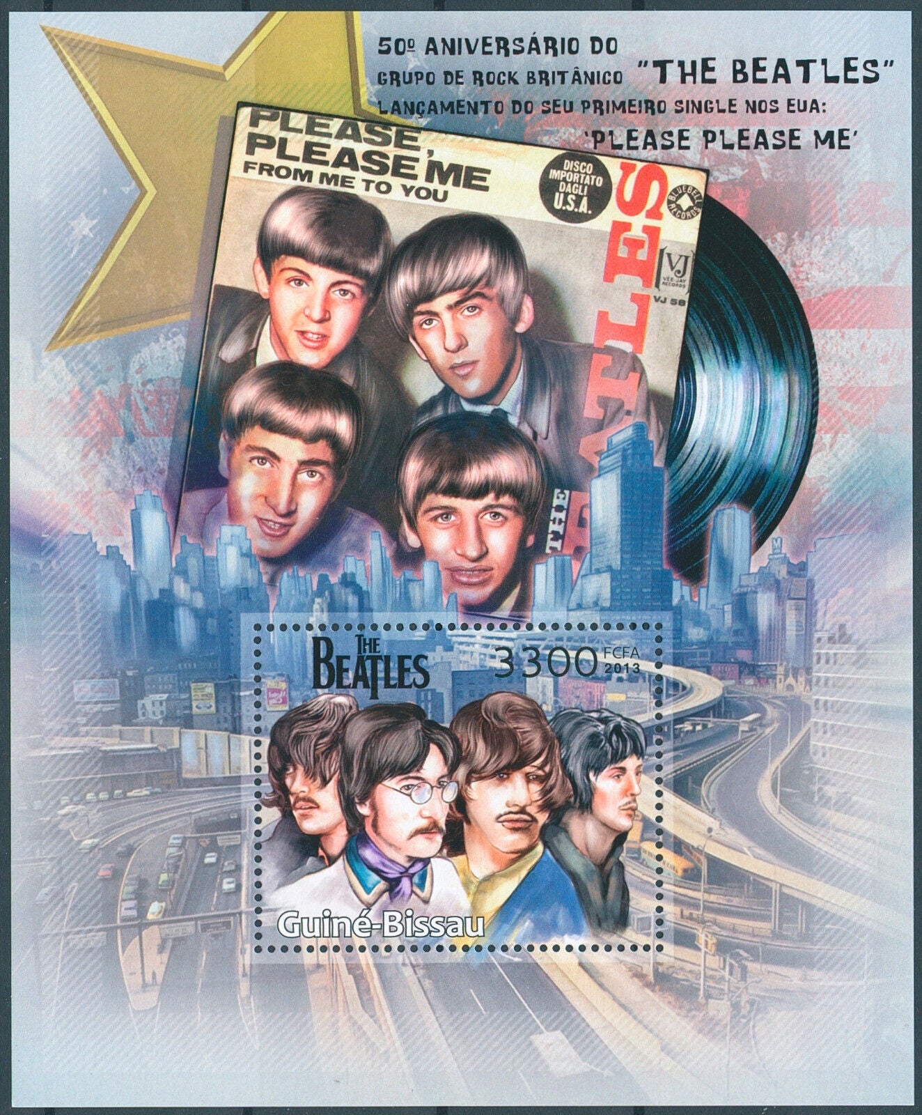 Guinea-Bissau 2013 MNH Music Stamps The Beatles Please Please Me Lennon 1v S/S