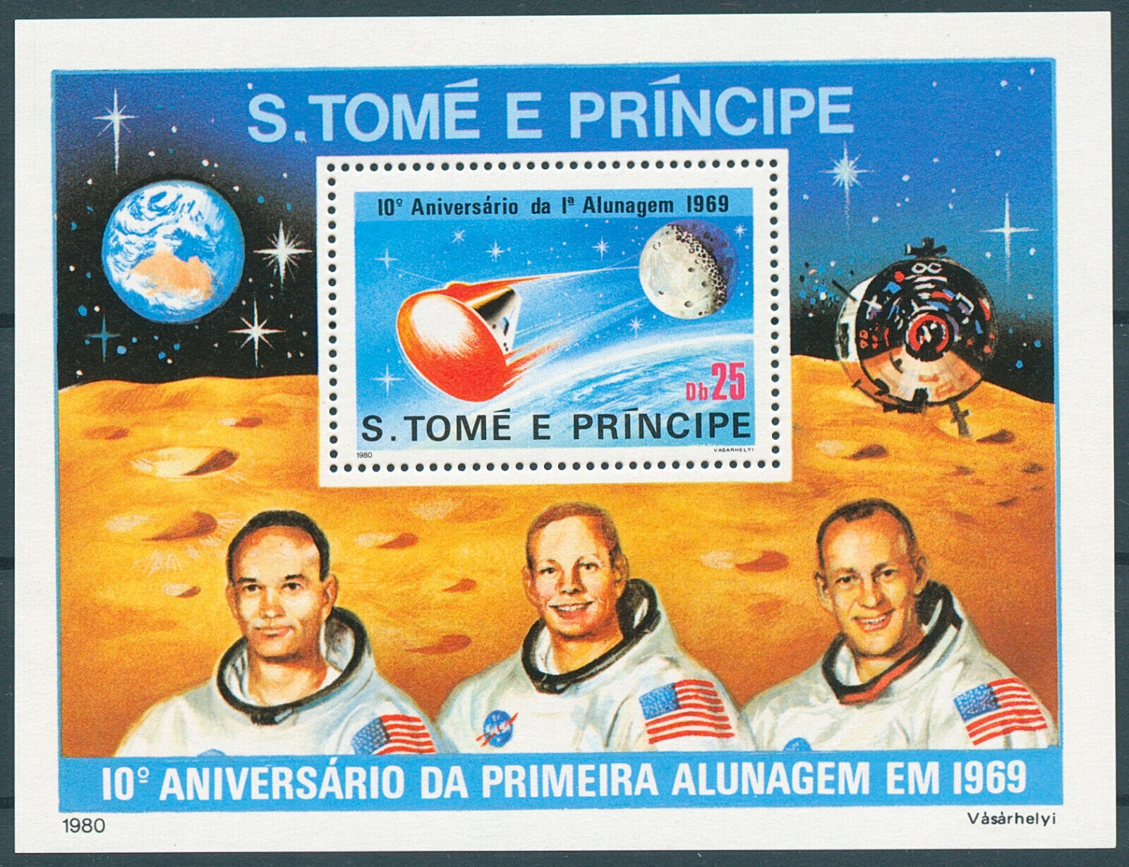 Sao Tome & Principe 1980 MNH Space Stamps Moon Landing Apollo 11 1v M/S