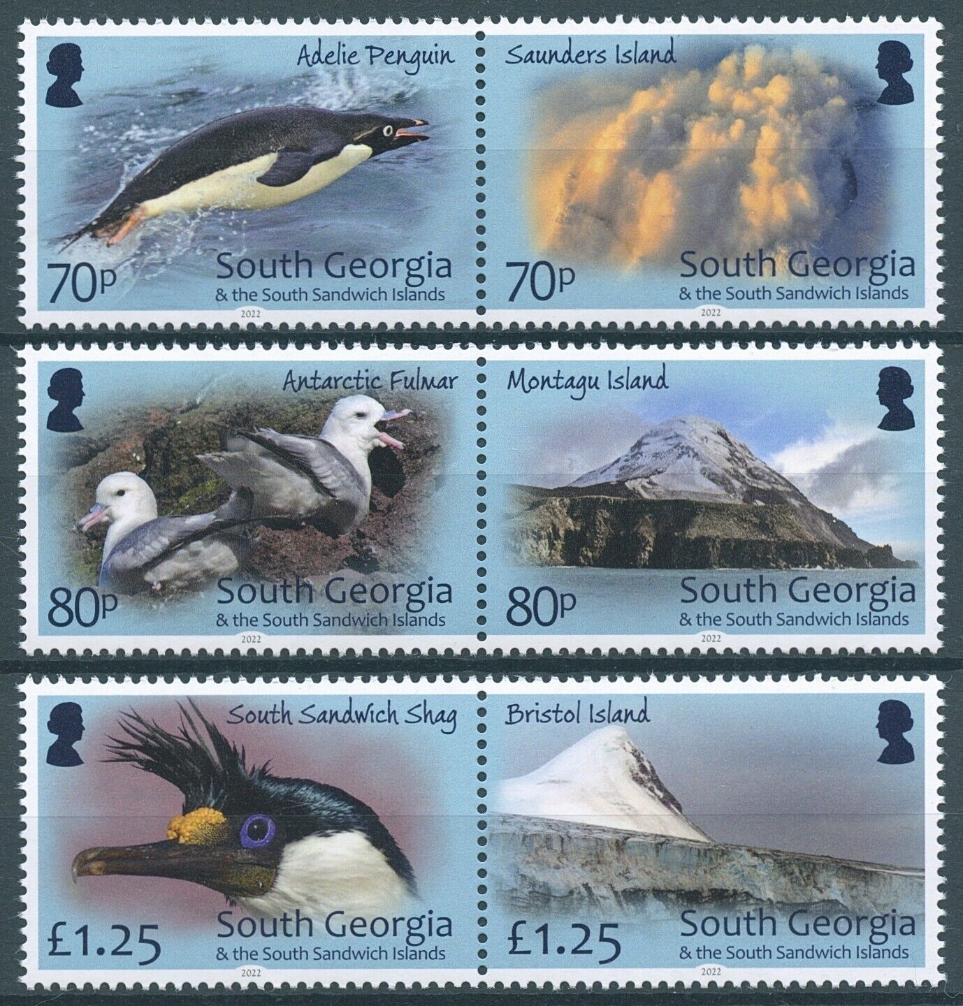 South Georgia & S Sandwich Isl 2022 MNH Birds on Stamps Islands Part II 6v Set