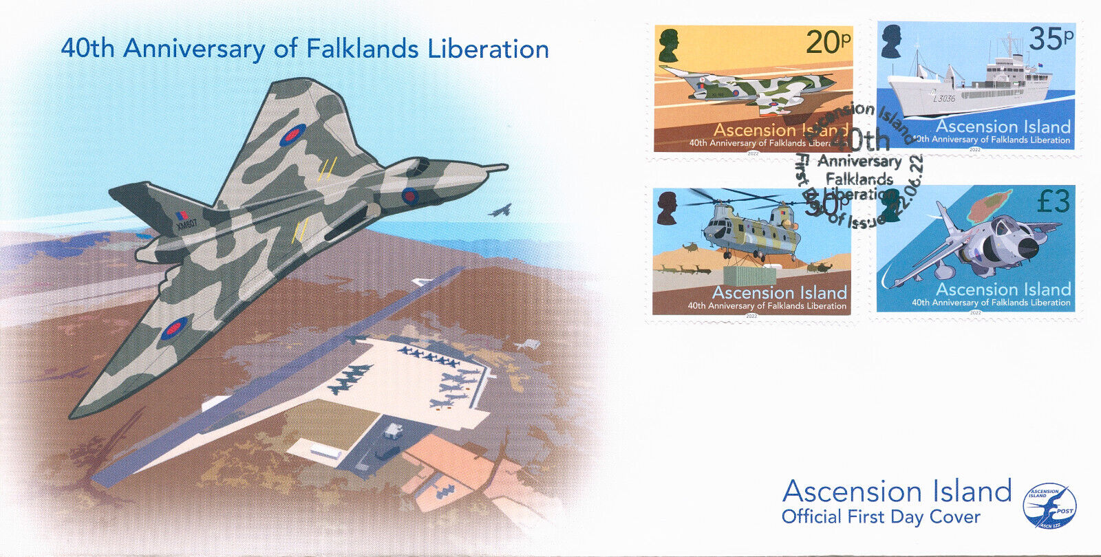 Ascension Island 2022 FDC Military Stamps Liberation Falklands War Ships 4v Set