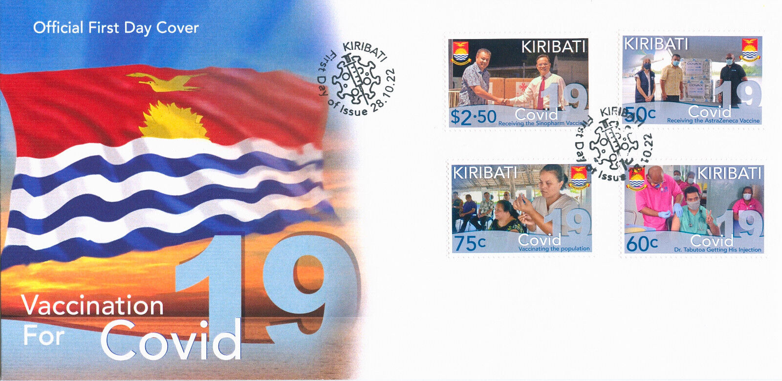 Kiribati 2022 FDC Medical Stamps Corona Covid Covid-19 Vaccinations 4v Set