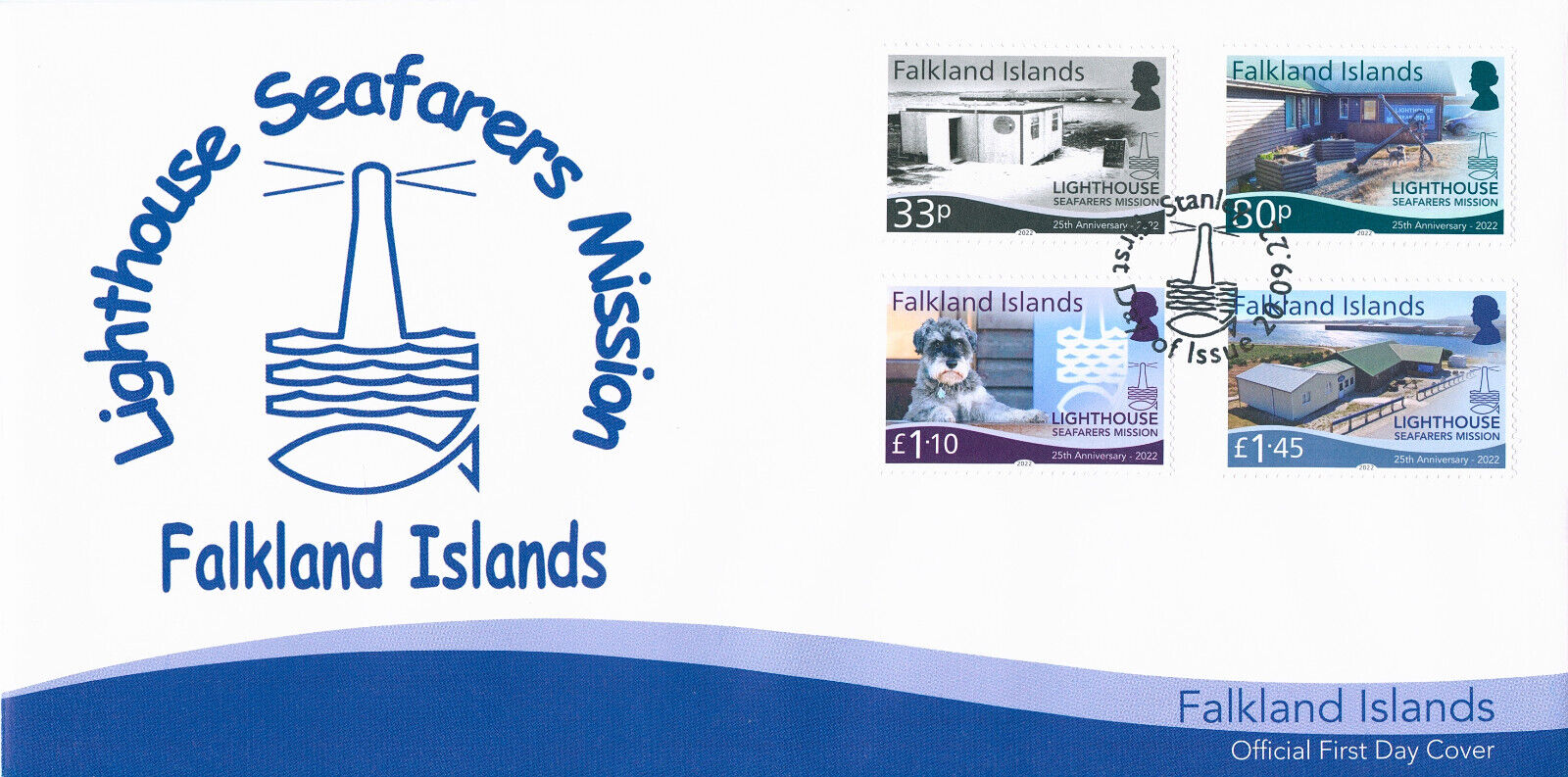 Falkland Islands 2022 FDC Religion Stamps Lighthouse Seafarers Mission 4v Set