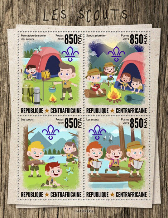 Central African Rep 2019 MNH Scouting Stamps Boy Scouts 4v M/S
