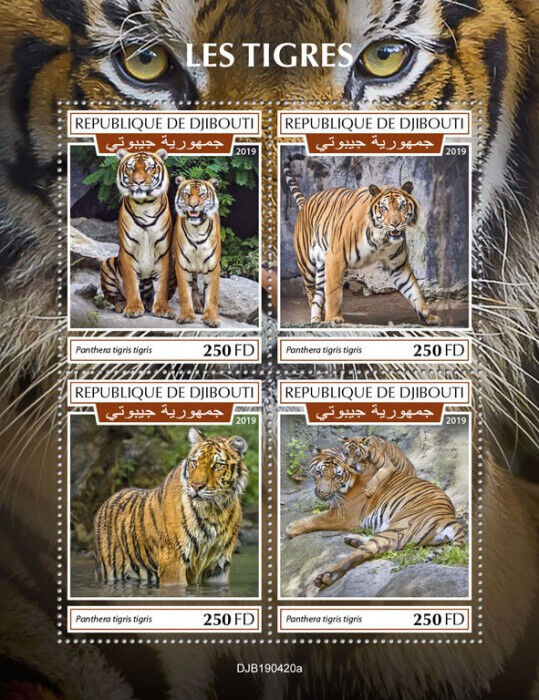 Djibouti 2019 MNH Wild Animals Stamps Tigers Asian Tiger 4v M/S