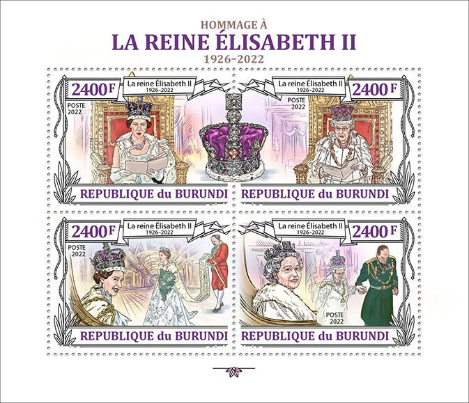 Burundi 2022 MNH Royalty Stamps Queen Elizabeth II Tribute 4v M/S