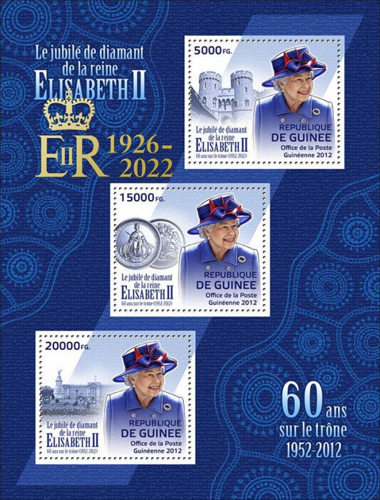 Guinea 2022 MNH Royalty Stamps Queen Elizabeth II ER II 1926-2022 OVPT 3v M/S