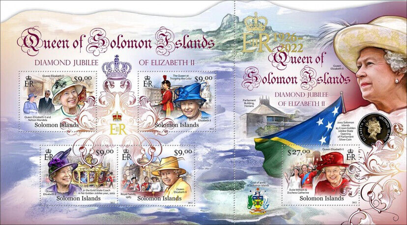 Solomon Islands 2022 MNH Royalty Stamps Queen Elizabeth ER II 1926-2022 OVPT 5 M/S