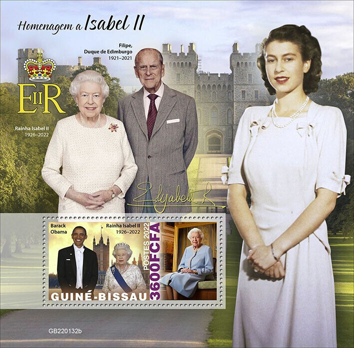 Guinea-Bissau 2022 MNH Royalty Stamps Queen Elizabeth II Barack Obama 1v S/S