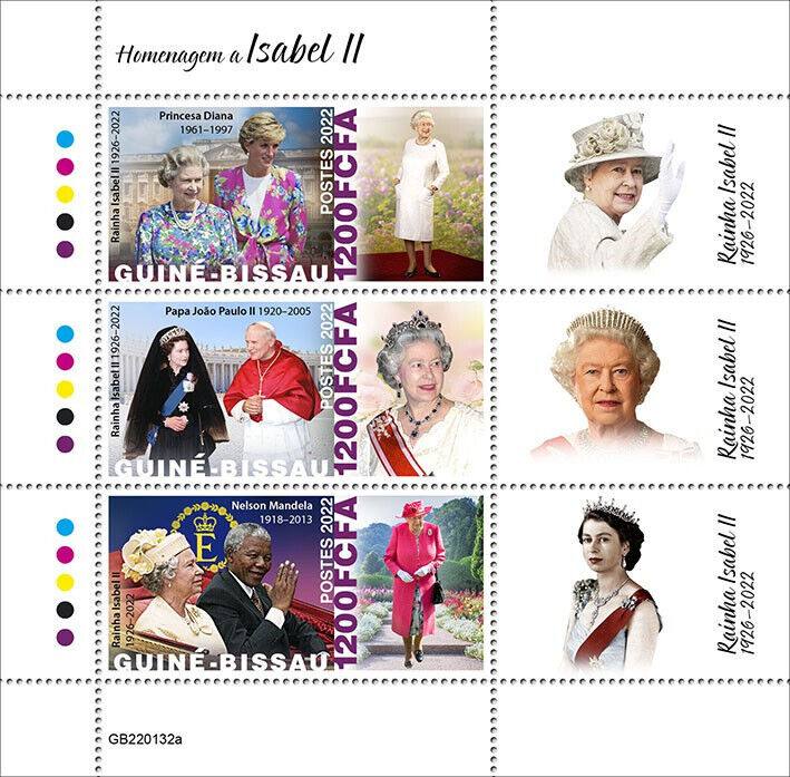 Guinea-Bissau 2022 MNH Royalty Stamps Queen Elizabeth II Pope John Paul II 3v MS