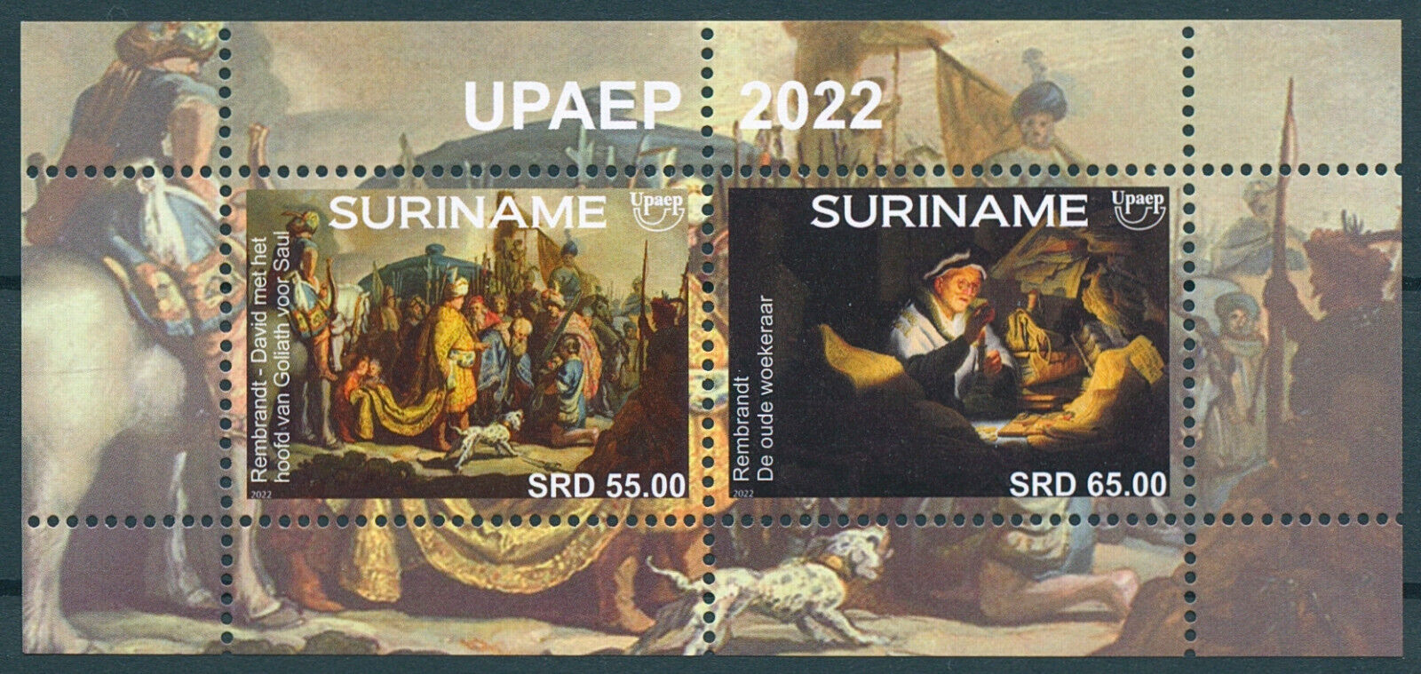 Suriname 2022 MNH Art Stamps UPAEP Rembrandt Paintings 2v M/S