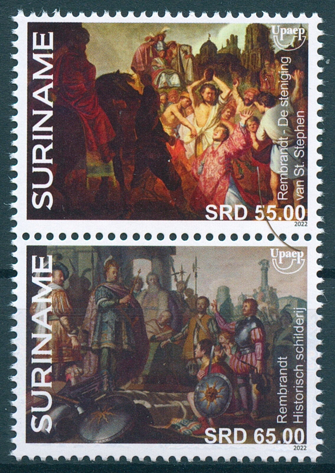 Suriname 2022 MNH Art Stamps UPAEP Rembrandt Paintings 2v Set